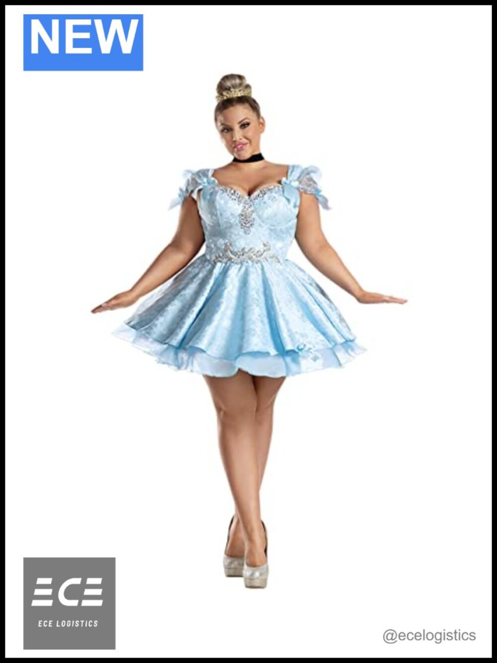 Plus Size Lost Slipper Princess Costume Dress Neckpiece Brocade